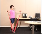 Pulling the elastic band to shoulders with level arms 